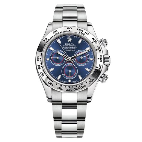 rolex cosmograph daytona white gold blue dial|rolex daytona blue dial price.